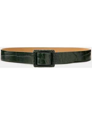 Ralph Lauren Trench-Buckle Alligator Belt - Green