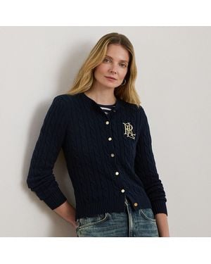 Ralph Lauren Kabelgebreid Katoenen Vest - Blauw