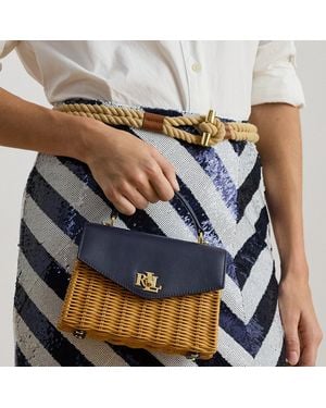 Ralph Lauren Ralph Lauren Rattan & Leather Small Farrah Satchel - Blue