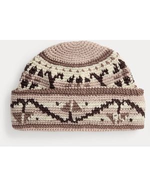 Ralph Lauren Floral-Motif Wool Beanie - Natural