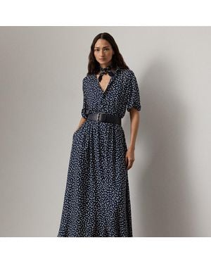 Ralph Lauren Sura Geo-Print Georgette Day Dress - Blue