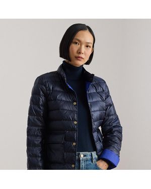 Ralph Lauren Metallic Quilted Down Coat - Blue