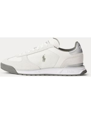Polo Ralph Lauren Sneaker Varick in camoscio e Oxford - Bianco