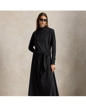 Polo Ralph Lauren Tie-Waist Wool-Blend Jersey Dress - Black