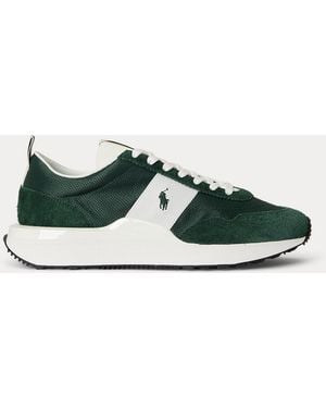 Polo Ralph Lauren Train 89 Suede And Oxford Trainer - Green
