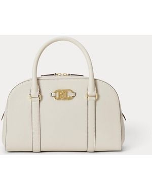 Ralph Lauren Saffiano Leather Medium Rylan Satchel - Natural