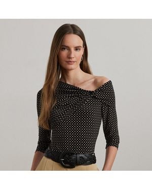 Ralph Lauren Geo-Print Jersey Off-The-Shoulder Top - Black