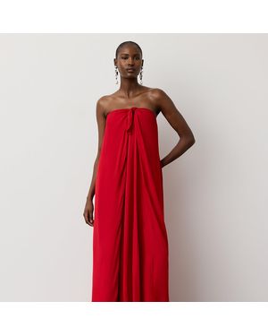 Ralph Lauren Brittani Satin Evening Dress - Red