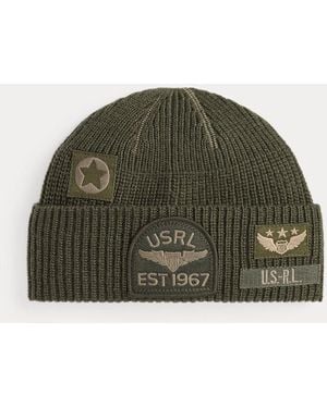Ralph Lauren Tonal Patch Rib-Knit Watch Cap - Green