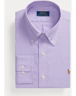 Polo Ralph Lauren Custom Fit Striped Pinpoint Oxford Shirt - Purple