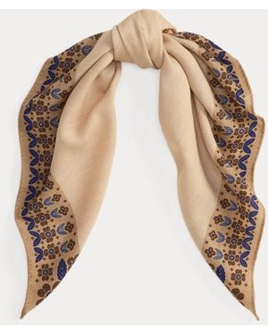 Polo Ralph Lauren Polo Bear Wool Square Scarf - Natural