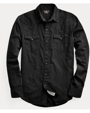 RRL Slim Fit Twill Western Shirt - Black