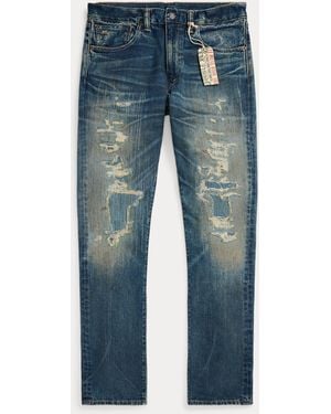 RRL High Slim Brannon Distressed Jean - Blue