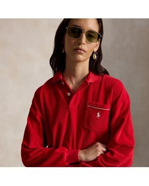 Polo Ralph Lauren Terry Long-Sleeve Polo Shirt - Red
