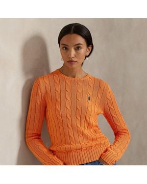Ralph Lauren Cable-Knit Cotton Crewneck Jumper - Orange