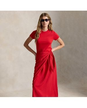 Polo Ralph Lauren Faux-Wrap Tee Dress - Red