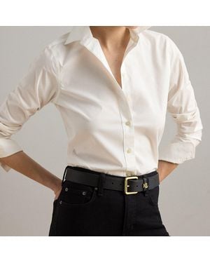 Ralph Lauren Cinturón De Piel Con Hebilla De Logotipo - Blanco