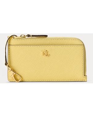 Ralph Lauren Textured Leather L-Zip Card Case - Yellow