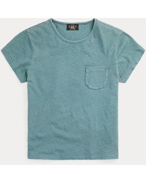 RRL Maglietta in cotone e lino con taschino - Blu