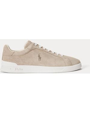 Polo Ralph Lauren Heritage Court Ii Suede Trainer - Natural