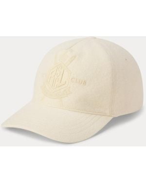 Ralph Lauren Embroidered Cashmere Melton Ball Cap - Natural