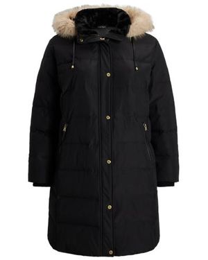 Ralph Lauren Curve - Faux-fur-trim Hooded Down Coat - Black