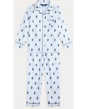 Polo Ralph Lauren Ralph Lauren Boy's Polo Bear Striped Twill Sleep Set - Blue
