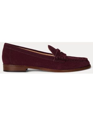 Ralph Lauren Mocassins Wynnie En Daim - Rouge