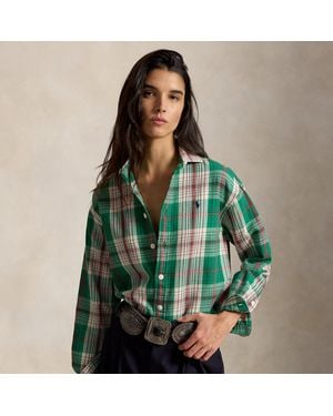 Polo Ralph Lauren Relaxed Fit Plaid Cotton Shirt - Green