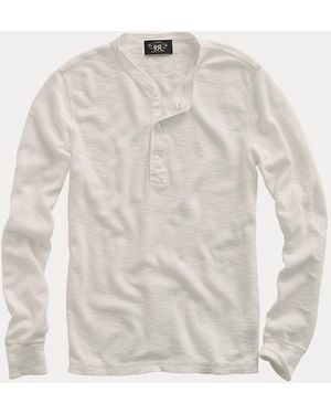 RRL Long-sleeved Waffle Henley - White