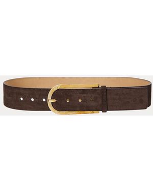 Ralph Lauren Elongated-Buckle Suede Belt - Brown