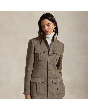 Polo Ralph Lauren Linen-Blend Herringbone Mockneck Jacket - Green