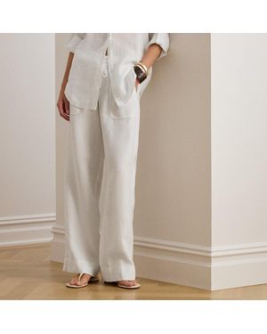 Ralph Lauren Linen Wide-Leg Pant - Natural