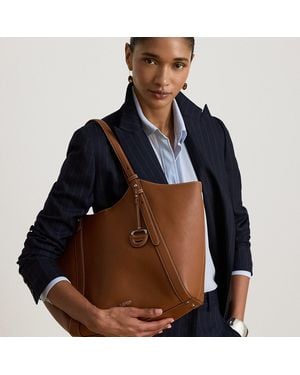 Ralph Lauren Nappa Leather Large Tasha Tote Bag - Blue