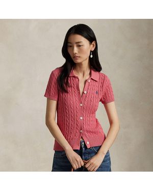Polo Ralph Lauren Cardigan polo in cotone a trecce - Rosa