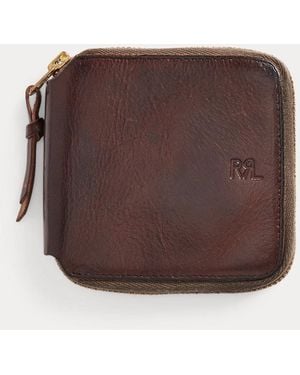 RRL Portafoglio in pelle con cerniera - Marrone