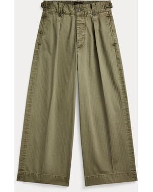 RRL Cotton Cropped Wide-Leg Trouser - Green