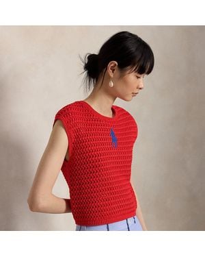Polo Ralph Lauren Big Pony Crocheted Cotton Jumper - Red