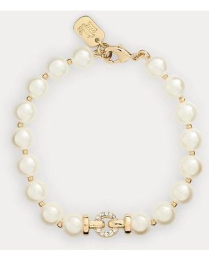 Ralph Lauren Pavé Vergulde Armband Met Imitatieparels - Metallic