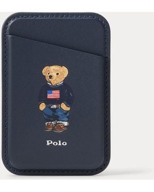 Polo Ralph Lauren Polo Bear Leather Card Case With Magsafe - Blue