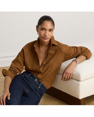 Ralph Lauren Relaxed Fit Goat-Suede Shirt - Brown