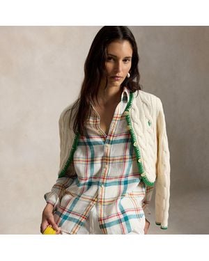 Ralph Lauren Classic Fit Plaid Linen Shirt - Green