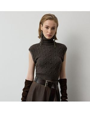 Ralph Lauren Ärmelloser Rollkragenpullover Mit Ketten - Schwarz