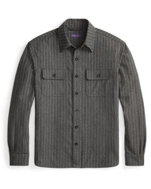 Ralph Lauren Camicia gessata in flanella di lana - Grigio
