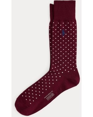 Ralph Lauren Polka-Dot Wool-Blend Dress Socks - Red