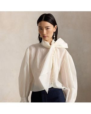 Ralph Lauren Tie-Bow Organdy Shirt - Natural