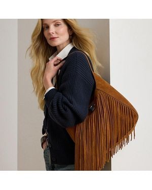 Ralph Lauren Ralph Lauren Fringe-Trim Large Tanner Shoulder Bag - Blue
