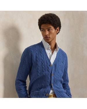 Ralph Lauren Cable-Knit Wool-Cashmere Cardigan - Blue