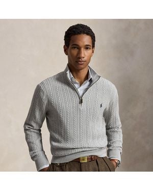Polo Ralph Lauren Cable-Knit Cotton Mockneck Jumper - Grey