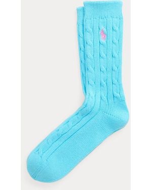 Ralph Lauren Cable-Knit Crew Socks - Blue